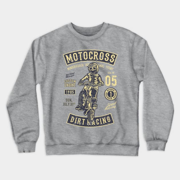 Motocross Dirt Racing Custom Engine 1985 Crewneck Sweatshirt by JakeRhodes